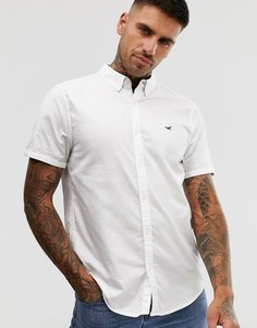 Белая облегающая оксфордская рубашка с короткими рукавами и логотипом Hollister-Белый