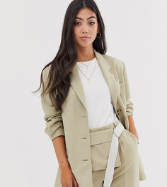 Блейзер в винтажном стиле с плиссировкой на рукавах ASOS DESIGN Petite-Бежевый