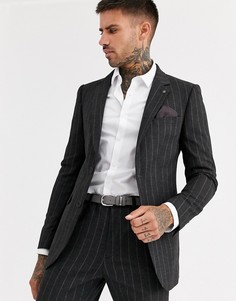 Приталенный пиджак с полосками в университетском стиле Burton Menswear-Серый