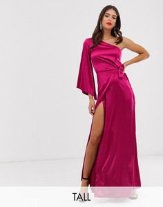 Платье макси на одно плечо с драпировкой Missguided Tall-Розовый