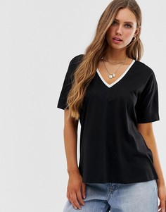 Черная футболка с V-образным вырезом ASOS DESIGN-Черный
