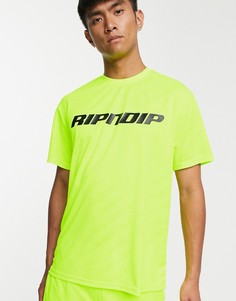 Футболка в полоску неоново-зеленого цвета RIPNDIP MBN-Зеленый