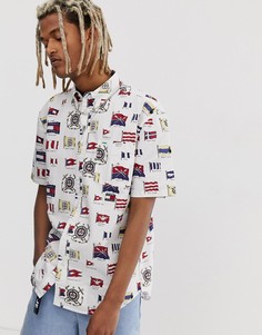 Белая рубашка с короткими рукавами и принтом Tommy Jeans Summer Heritage Capsule-Белый
