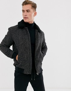 Куртка пилот со съемным воротником \борг\" Selected Homme-Черный