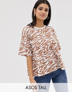 Свободный топ со звериным принтом ASOS DESIGN Tall-Зеленый