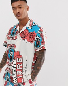 Комбинируемая oversize-рубашка с выбеленным принтом \рестлер\" ASOS DESIGN-Белый
