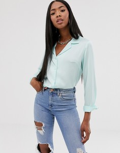 Свободная атласная рубашка с длинными рукавами ASOS DESIGN-Зеленый