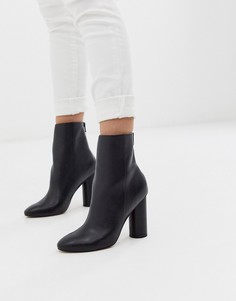Черные кожаные ботильоны на каблуке ASOS DESIGN Egypt-Черный