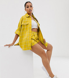 Желтая куртка в клетку ASOS DESIGN petite-Мульти