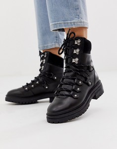 Черные кожаные походные ботинки ASOS DESIGN Artistry premium-Черный