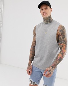 Серый свободный свитшот без рукавов с заниженной проймой ASOS DESIGN