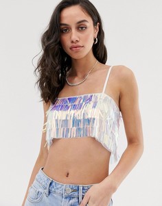Кроп-топ с переливающейся отделкой Bershka-Мульти