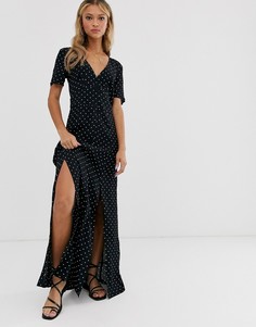 Платье макси в горошек Miss Selfridge-Черный