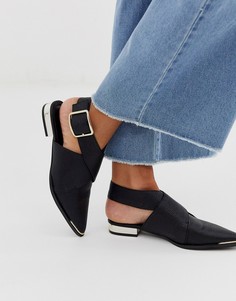 Черные туфли на плоской подошве с острым носком ASOS DESIGN Marco-Черный