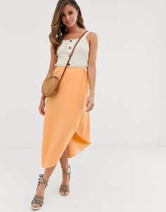Юбка миди с запахом ASOS DESIGN-Оранжевый