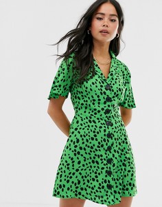 Платье-рубашка на пуговицах с принтом Influence-Зеленый