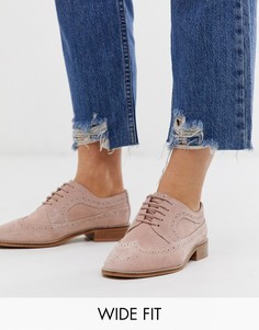 Розовые кожаные броги для широкой стопы ASOS DESIGN Mai Tai-Розовый