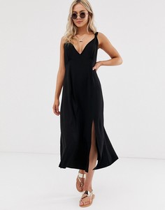 Свободный сарафан миди ASOS DESIGN-Черный