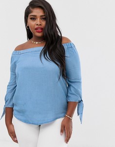 Блузка с открытыми плечами Vero Moda Curve-Синий