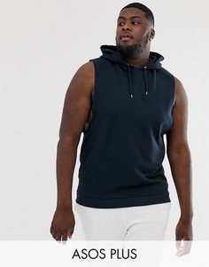 Темно-синий свободный худи без рукавов с заниженной проймой ASOS DESIGN Plus