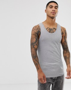 Обтягивающая серая меланжевая майка ASOS DESIGN-Серый