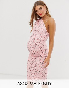 Платье миди на одно плечо с цветочным принтом ASOS DESIGN Maternity-Мульти