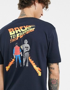 Свободная футболка с принтом \Back To The Future\" ASOS DESIGN-Темно-синий