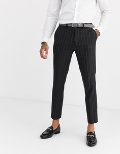 Брюки узкого кроя с полосками в университетском стиле Burton Menswear-Серый