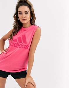 Розовая майка adidas-Розовый