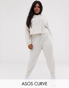 Мягкие джоггеры в рубчик для дома ASOS DESIGN Curve-Бежевый