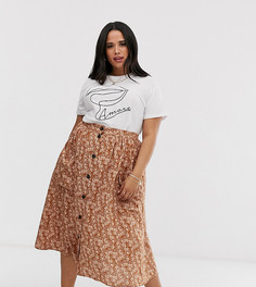 Юбка миди с карманами и цветочным принтом ASOS DESIGN Curve-Мульти