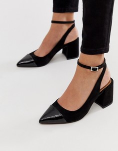 Черные туфли на среднем каблуке с острым носом ASOS DESIGN Squire-Черный