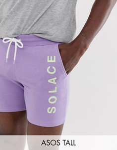 Сиреневые зауженные шорты с надписью \solace\" на штанине ASOS DESIGN Tall-Фиолетовый