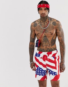 Шорты для плавания средней длины с флагом США ASOS DESIGN 4th july-Мульти