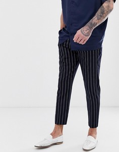 Свободные укороченные брюки в полоску Harry Brown-Темно-синий