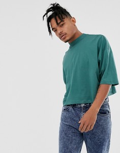 Зеленая укороченная oversize-футболка с рукавами до локтя ASOS DESIGN-Зеленый