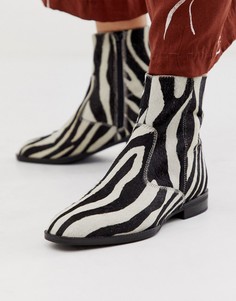 Замшевые ботильоны с узором \зебра\" ASOS DESIGN Alfie-Мульти