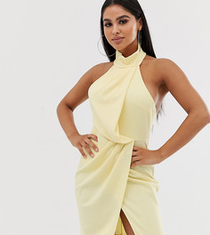 Платье-футляр миди с завязкой на шее ASOS DESIGN Petite-Желтый