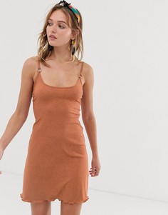 Свободное меланжевое платье мини в рубчик ASOS DESIGN-Розовый