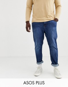 Темно-синие выбеленные узкие джинсы ASOS DESIGN Plus-Синий