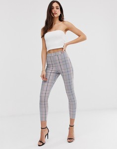 Жаккардовые брюки скинни в клетку ASOS DESIGN-Мульти