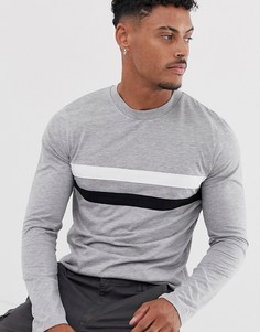 Серый лонгслив с контрастными вставками ASOS DESIGN