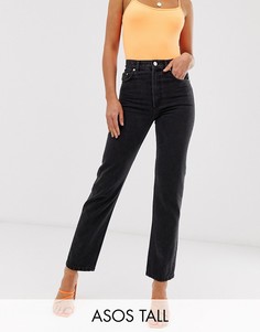 Черные выбеленные классические джинсы прямого кроя ASOS DESIGN Tall - Florence-Черный