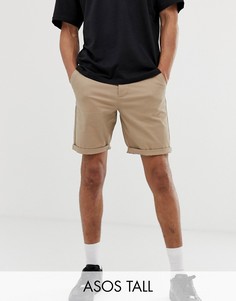 Светло-бежевые шорты чиносы слим ASOS DESIGN Tall-Светло-бежевый