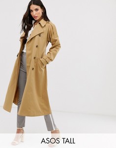Удлиненный тренч ASOS DESIGN Tall-Светло-бежевый