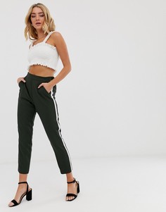 Суженные брюки с лампасами ASOS DESIGN-Зеленый