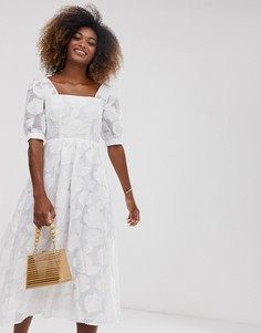 Свободное жаккардовое премиум-платье из органзы ASOS DESIGN-Белый