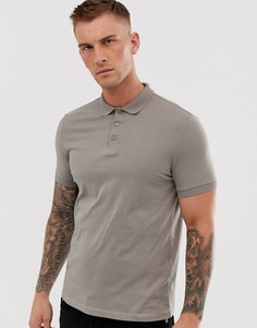 Бежевое трикотажное поло из органического хлопка ASOS DESIGN-Бежевый