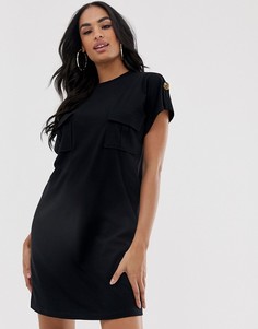 Платье-футболка в стиле милитари ASOS DESIGN-Черный