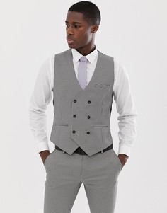 Свадебный приталенный жилет в эффектную клетку Burton Menswear-Черный